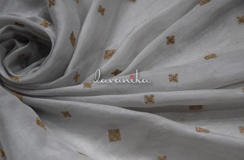 Zari and sequin work embroidery on Dyeable Tissue Silk Fabric DnoVL6850TSRFD